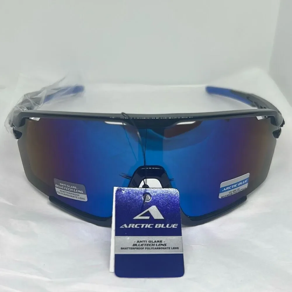 Arctic Blue Sports Sunglasses UV400 Protection Wrap Shield Frame